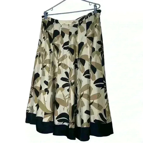 100% silk, Coldwater Creek Cream,black,floral,90’s Vintage,Women's midi SZ-L - Picture 3 of 9